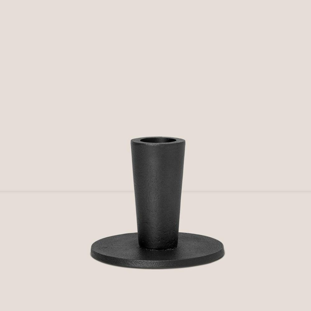 Candles + Home Scents | Hoy Cast Candle Holder – Low Black Candles + Home Scents Black