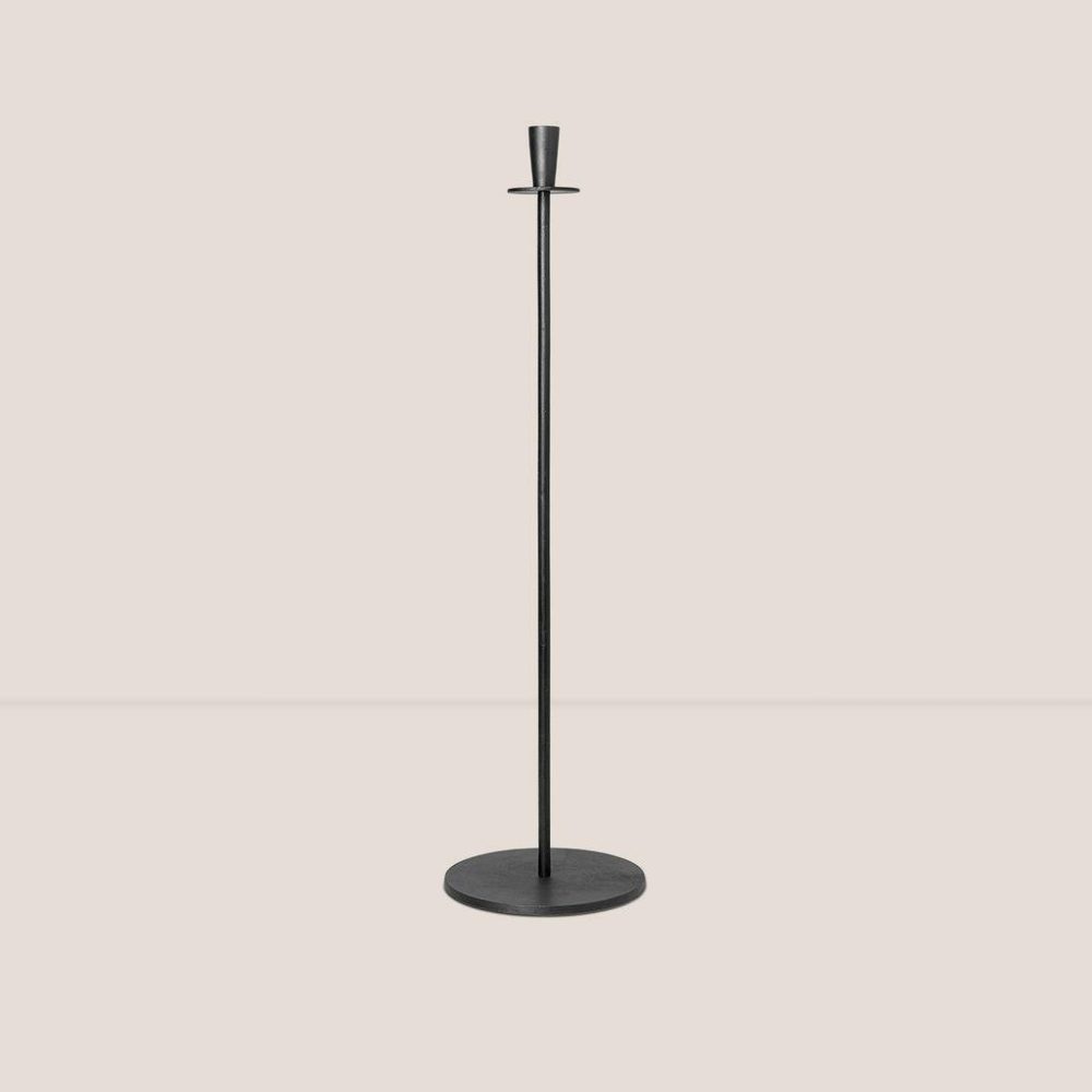 Candles + Home Scents | Hoy Cast Candle Holder – Tall Black Candles + Home Scents Black