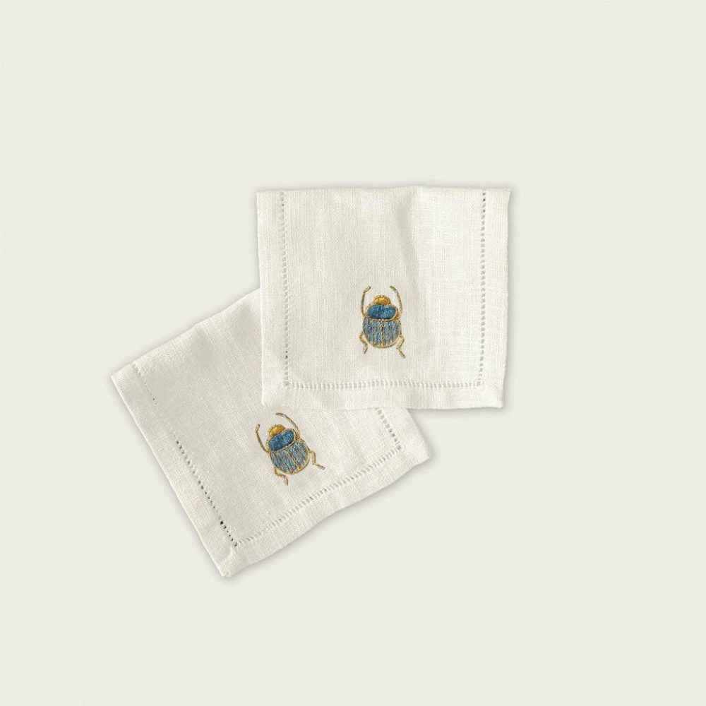 Tabletop + Accessories | Scarab Cocktail Napkins, set of 6 Dining Tabletop + Accessories